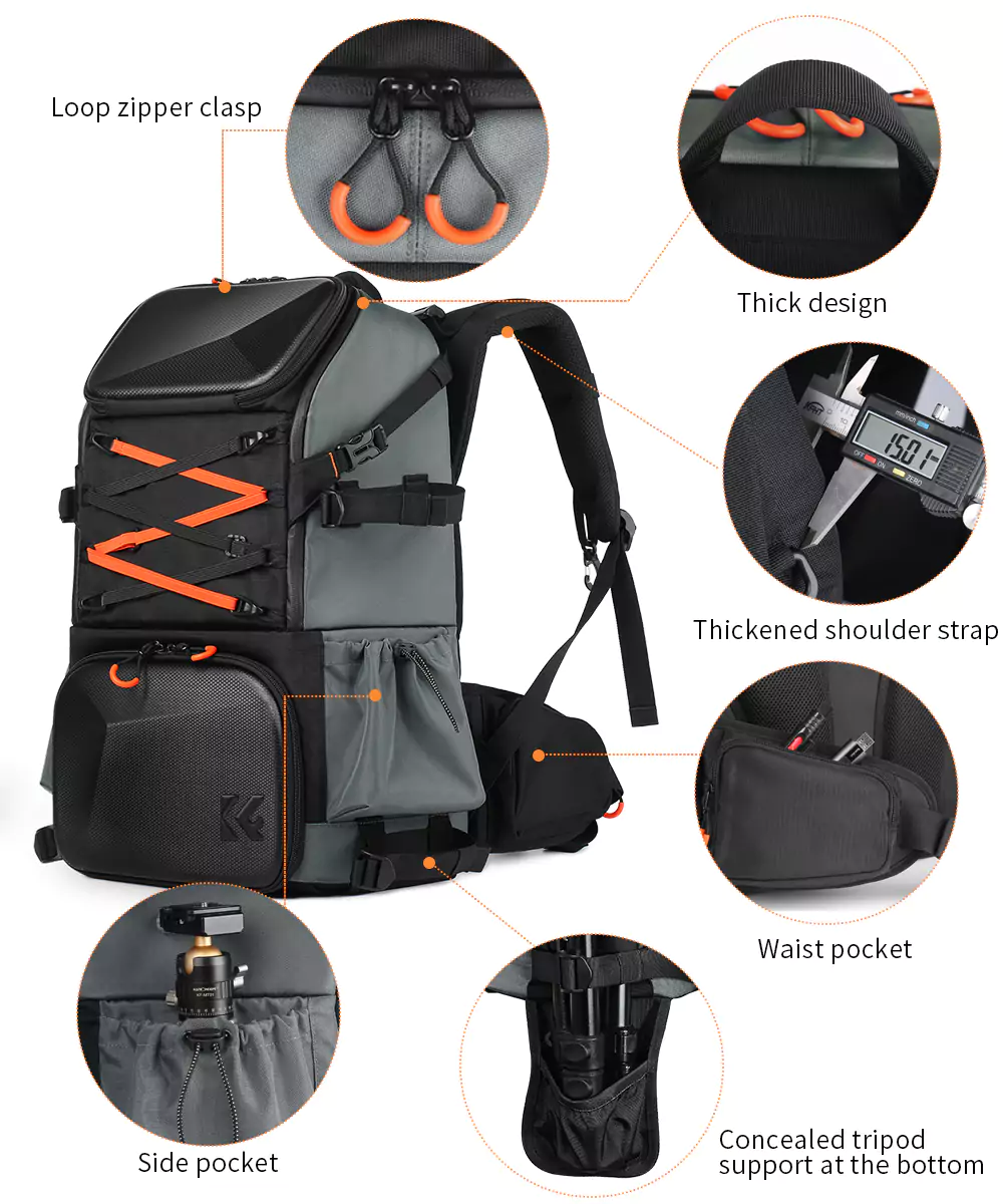 K&F Concept 32L Pro Large Camera Backpack for 17” Laptop Cameras