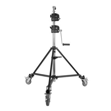 E-IMAGE WS-36 Heavy duty Wind Up Stand with Low Base and Braked Wheels