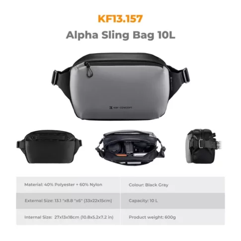 K&F Concept Alpha Camera Sling Bag 10L Photography Shoulder Bag, Compatible with Canon Nikon Sony Camears DJI Mavic Drones - Sling Bag10L Urban Wander 01 (Grey) (10) K&F Concept Alpha Camera Sling Bag 10L Photography Shoulder Bag, Compatible with Canon Nikon Sony Camears DJI Mavic Drones - Sling Bag10L Urban Wander 01 (Grey) (10)