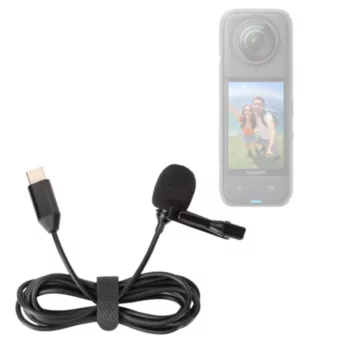 Insta360 X5 Mic, Lavalier Clip-On Type-C Microphone, Professional without Needing a Mic Adapter, 1.5M Cable