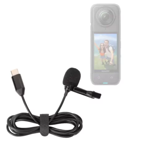 Lavalier Clip-On Type-C Microphone for Insta-360 ONE X4- Professional without Needing a Mic Adapter - Lightweight, 1.5m Cable Length, Black (1)