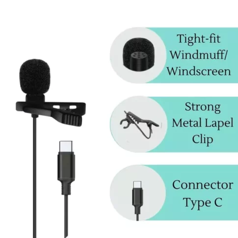 Lavalier Clip-On Type-C Microphone for Insta-360 ONE X4- Professional without Needing a Mic Adapter - Lightweight, 1.5m Cable Length, Black (3) Lavalier Clip-On Type-C Microphone for Insta-360 ONE X4- Professional without Needing a Mic Adapter - Lightweight, 1.5m Cable Length, Black (3)