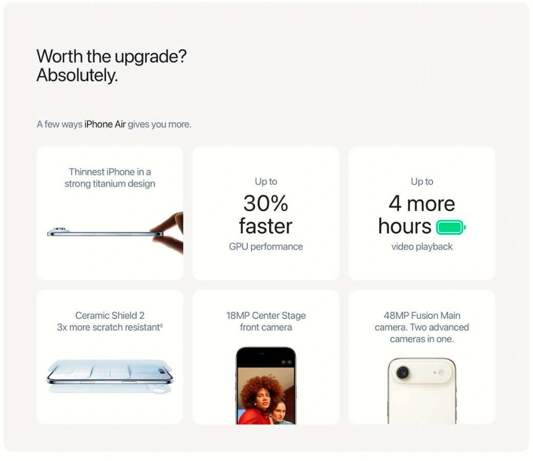 Apple iPhone Air (1TB, Light Gold) – Design Info