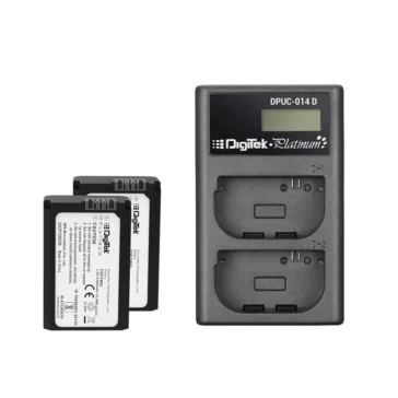 Digitek FW50 P+DPUC014D Platinum Dual Port LCD Battery Charger with 2 Nos of 2100mAh Capacity Replacement for FW 50 Li-ion Lithium-ion Battery Combo Pack