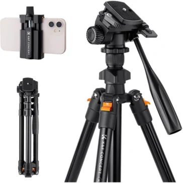 K&F Concept Lightweight Video Travel Tripod with Smartphone Clamp (8Kg Payload) KF09.115 K&F Concept Lightweight Video Travel Tripod with Smartphone Clamp (8Kg Payload) KF09.115
