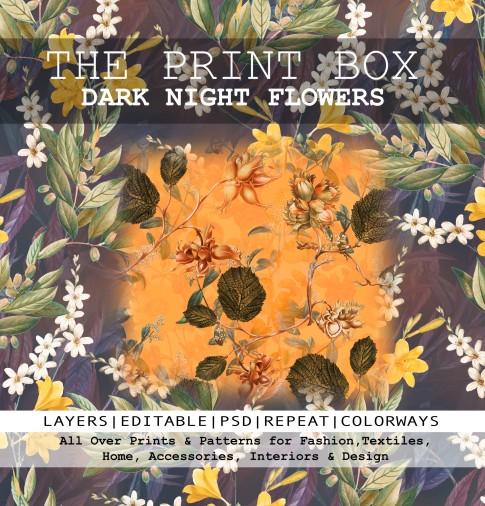 Print Box Dark Night Florals - All Over Prints & Patterns