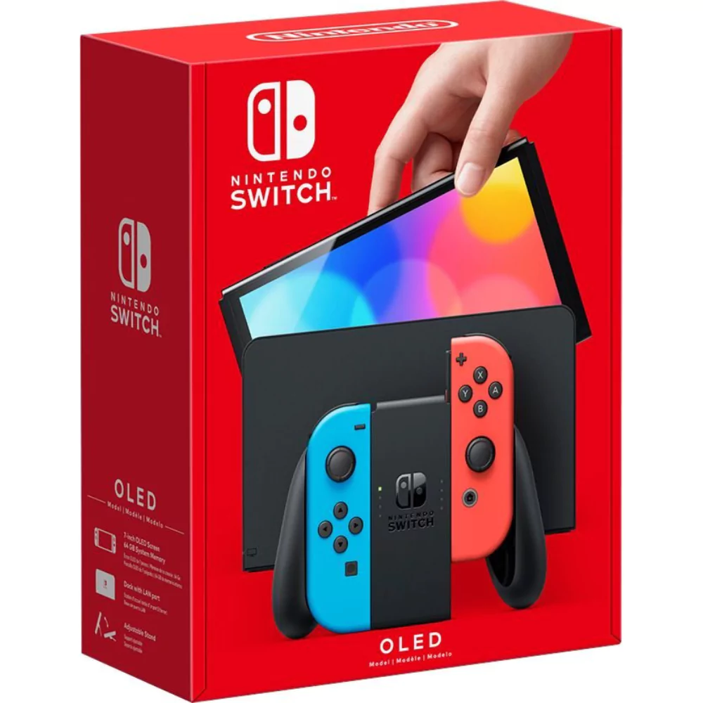 Nintendo Switch OLED Model Neon Red Neon Blue Joy-Con with GST Bill (2025  Edition)