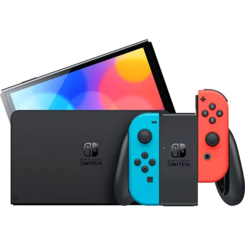 Nintendo Switch OLED Console Neon Red & Neon Blue Joy-Con with GST