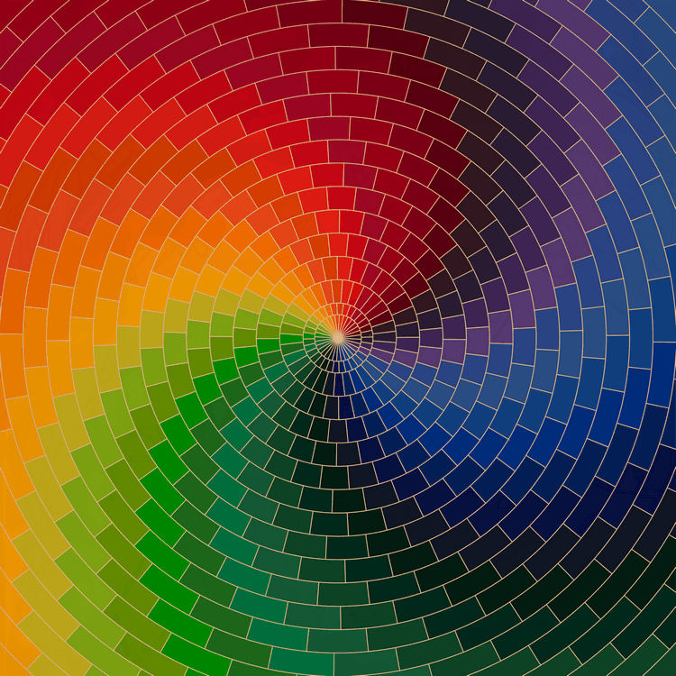 Spectrum Wheel Made of Rainbow Bricks with All Shades