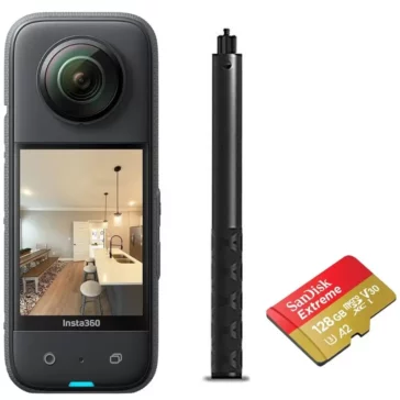 Insta360 X3 Essential Kit with (X3 Action Camera + 120CM Selfie Stick + 128GB Memory Card)