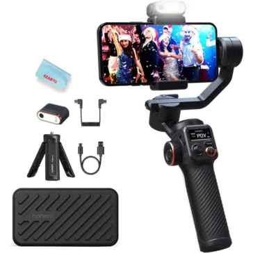 Hohem iSteady M6 Kit Smartphone Gimbal Stabilizer 3-Axis with Magnetic Fill Light AI Tracking Sensor for iPhone Android with 0.91-inch OLED Display Max Payload 400g, Black