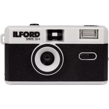 Ilford Sprite 35mm II Reusable Film Camera in Colour with Built-In Flash & Optical View Finder - Silver