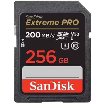 SanDisk Extreme Pro SD UHS I 256GB Card for 4K Video for DSLR and Mirrorless Cameras 200MB/s Read & 140MB/s Write
