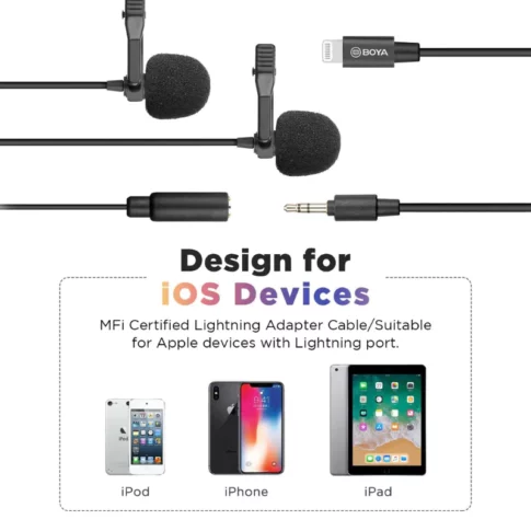 BOYA BY-M2D iPhone Microphone iOS Omnidirectional Dual Lavalier (10) BOYA BY-M2D iPhone Microphone iOS Omnidirectional Dual Lavalier (10)