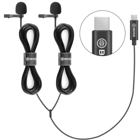Boya BY-M3D - Digital Dual Lavalier Microphones, Black (1)