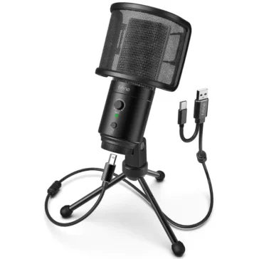 FIFINE K683A Unidirectional USB Desktop PC Microphone with Pop Filter for Computer and Mac