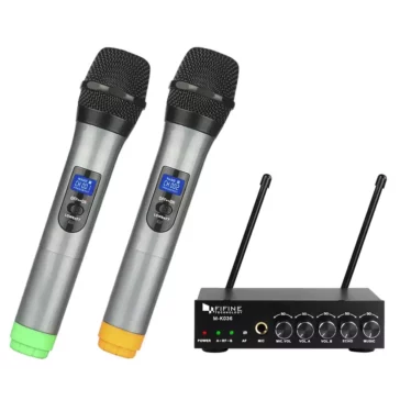FIFINE K036 UHF Dual Channel Wireless Unidirectional Handheld Wireless Microphone (Gray)