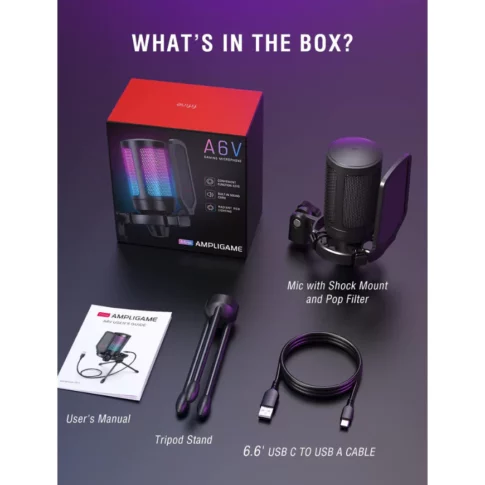 Fifine AMPLIGAME- A6V USB GAMING MICROPHONE (BLACK) (11) Fifine AMPLIGAME- A6V USB GAMING MICROPHONE (BLACK) (11)