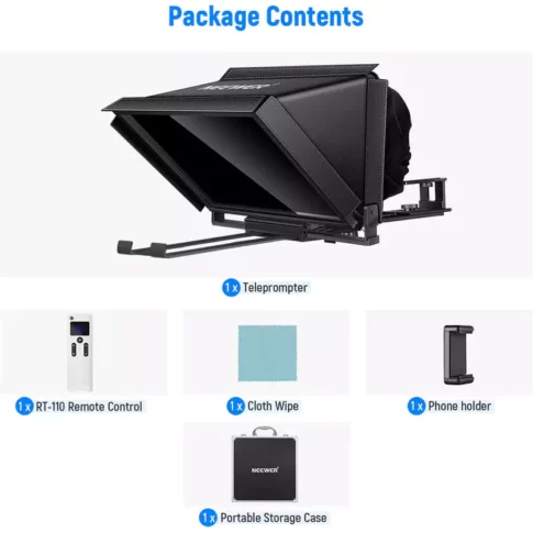 Neewer X12 Aluminum Alloy Teleprompter with Remote App (11) Neewer X12 Aluminum Alloy Teleprompter with Remote App (11)