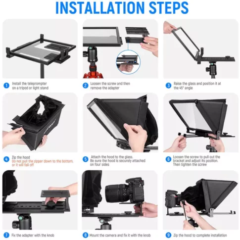 Neewer X12 Aluminum Alloy Teleprompter with Remote App (5) Neewer X12 Aluminum Alloy Teleprompter with Remote App (5)