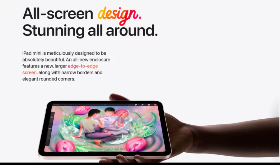 Apple 8.3″ iPad mini (6th Gen, 256GB, Wi-Fi Only, Pink) – Design Info