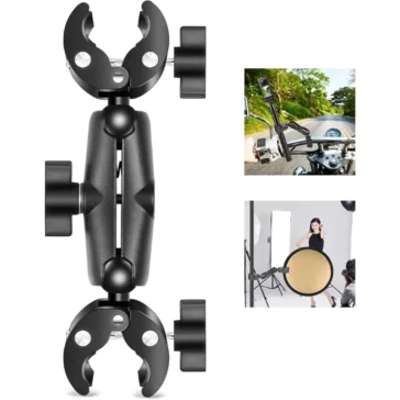 Super Clamp Double Camera Mount, Crab Plier Clip Bracket, Magic Arm Double Ball Head Adapter Umbrella Clamp for Motorcycle, Bike, Cross Bars, Desktop and Light Stand Super Clamp Double Camera Mount, Crab Plier Clip Bracket, Magic Arm Double Ball Head Adapter Umbrella Clamp for Motorcycle, Bike, Cross Bars, Desktop and Light Stand