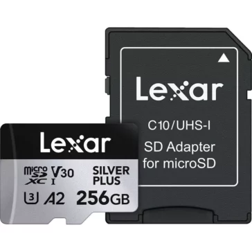 Lexar 256GB Professional SILVER PLUS UHS-I microSDXC Memory Card with SD Adapter (205 Mbps Read / 150 Mbps Write) 2 Lexar 256GB Professional SILVER PLUS UHS-I microSDXC Memory Card with SD Adapter (205 Mbps Read / 150 Mbps Write)
