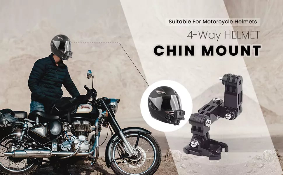 Helmet Mount Bundle for Insta360, Gopro, DJI and SJCAM (4 Way Chin Mount)