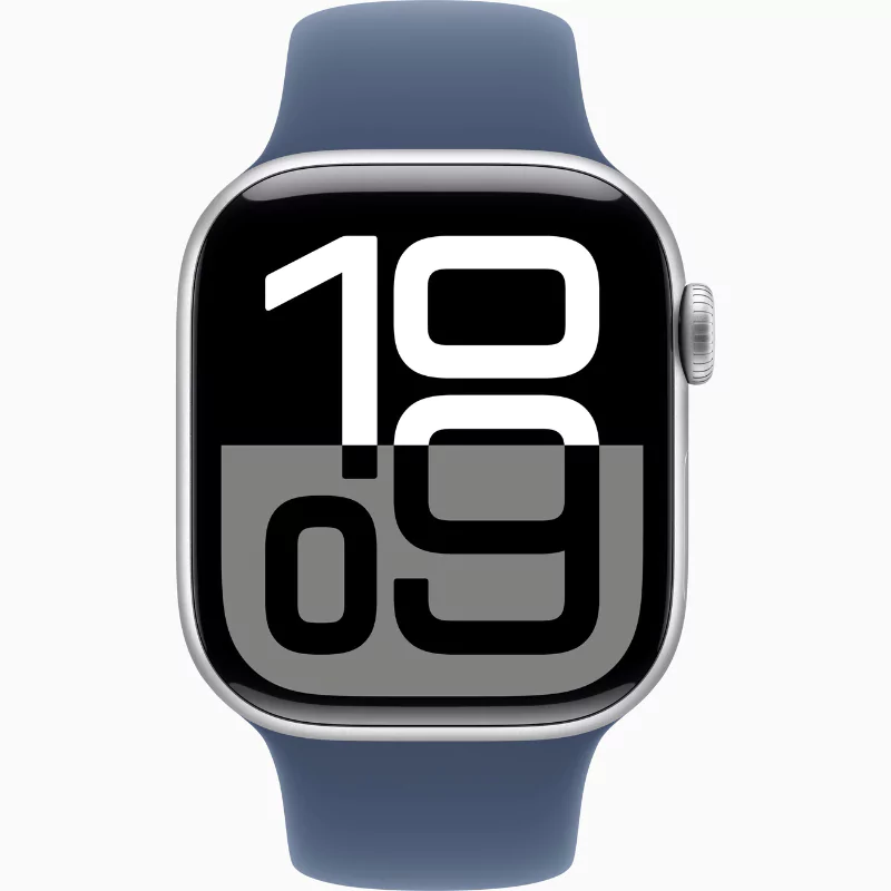 Apple Watch Series 10 (GPS Cellular, 46mm) Silver Aluminium Case with  Denim Sport Band M/L