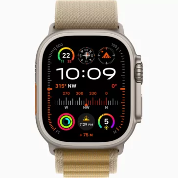 Apple Watch Ultra 2 GPS + Cellular, 49mm Natural Titanium Case with Tan Alpine Loop - Medium