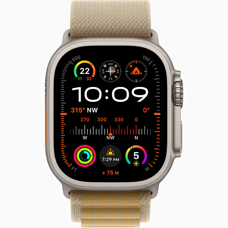 Apple Watch Ultra GPS Cellular, 49mm Natural Titanium Case with Tan  Alpine Loop Medium