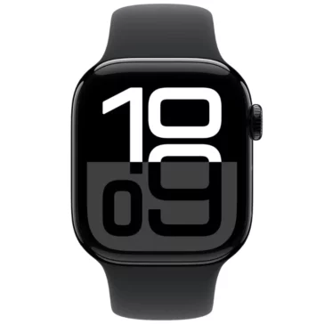 Apple Watch Series 10 (GPS, 46mm) Aluminum Case with Black Sport Band, M/L - Jet Black