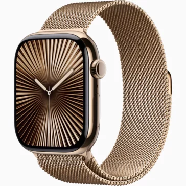 Apple Watch Series 10 (GPS+Cellular, M/L, Gold) 46mm Titanium Case With Gold Milanese Loop