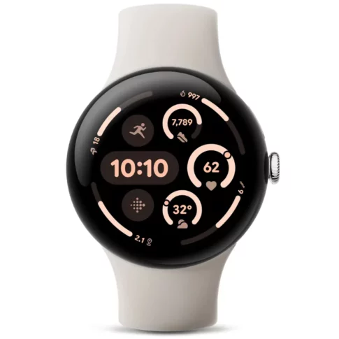 Google Pixel Watch 3 (45mm) Smartwatch with Porcelain Band WiFi (Polished Silver) (5)