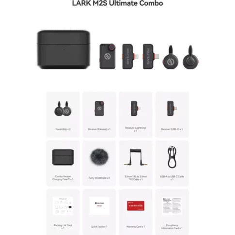 Hollyland LARK M2S Ultimate Combo 2-Person Wireless Microphone System for Cameras and Mobile Devices (2.4 GHz, Space Gray) (1) Hollyland LARK M2S Ultimate Combo 2-Person Wireless Microphone System for Cameras and Mobile Devices (2.4 GHz, Space Gray) (1)