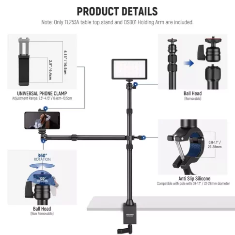 NEEWER Tabletop Overhead Camera Mount Stand ,TL253A+DS001 (1) NEEWER Tabletop Overhead Camera Mount Stand ,TL253A+DS001 (1)