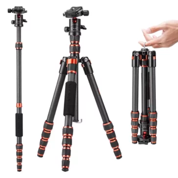 K&F Concept Carbon Fiber Camera Tripod With 360 Degree Ball Head, 60 Inch / 152cm, 8KG Payload (C225C0+BH-25) K&F Concept Carbon Fiber Camera Tripod With 360 Degree Ball Head, 60 Inch / 152cm, 8KG Payload (C225C0+BH-25)