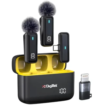 Digitek® (DWM 105) 2 in 1 Wireless Microphone System With ANC Mode,50m Wireless Range