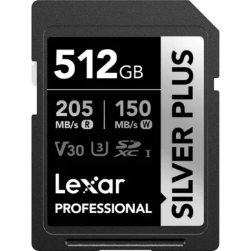 Lexar 512GB Professional SILVER PLUS UHS-I SDXC Memory Card Lexar 512GB Professional SILVER PLUS UHS-I SDXC Memory Card