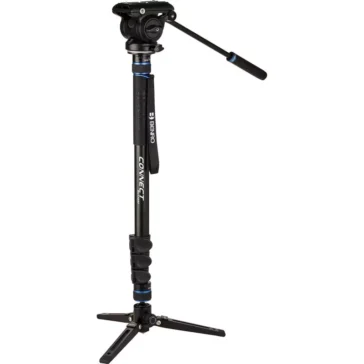 Benro Connect Video Aluminum Monopod with Flip Locks, 3-Leg Base, and S4 PRO Head, MCT38AFS4PRO