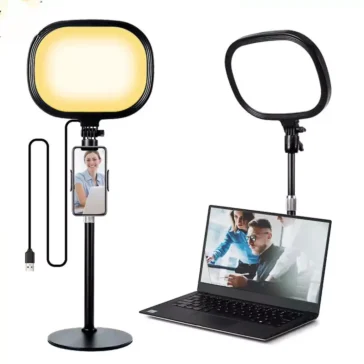 Zoom Flat LED Light + Stand (Bi-Color, Videostreaming Light, Photography Backlight)