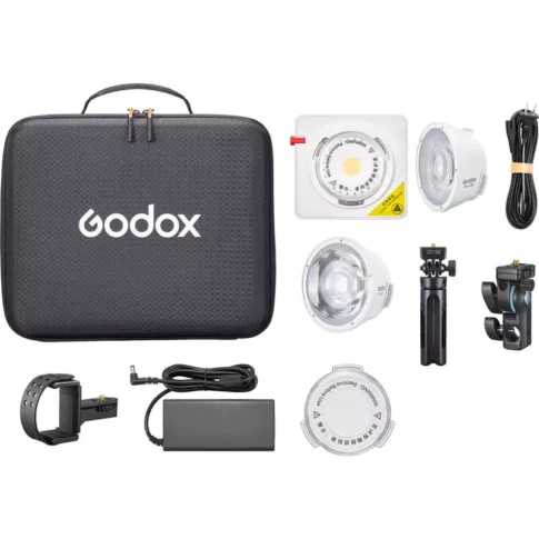 Godox ML100Bi Bi-Color Portable LED Light (36° Lens & Power Bank Holder Kit)