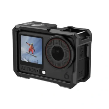DJI Osmo Action 6 Metal Cage Vlogging Kit, Aluminum Protective Frame with Cold Shoe and Quick-Release Battery Access