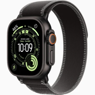 Apple Watch Ultra 3 (GPS+Cellular) 49mm Titanium Case with Black/Charcoal Trail Loop (Medium, Black)
