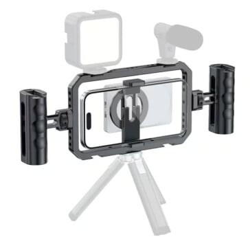 Universal Phone Cage Rig Vlogging Kit Video Stabilizer with Dual Handle Video Shooting Filmmaking Hand Grip Bracket Holder, SCG-P03