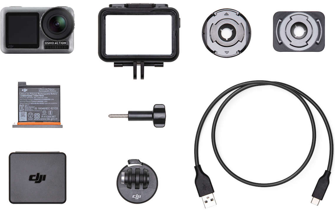 Inside the box of dji osmo action camera
