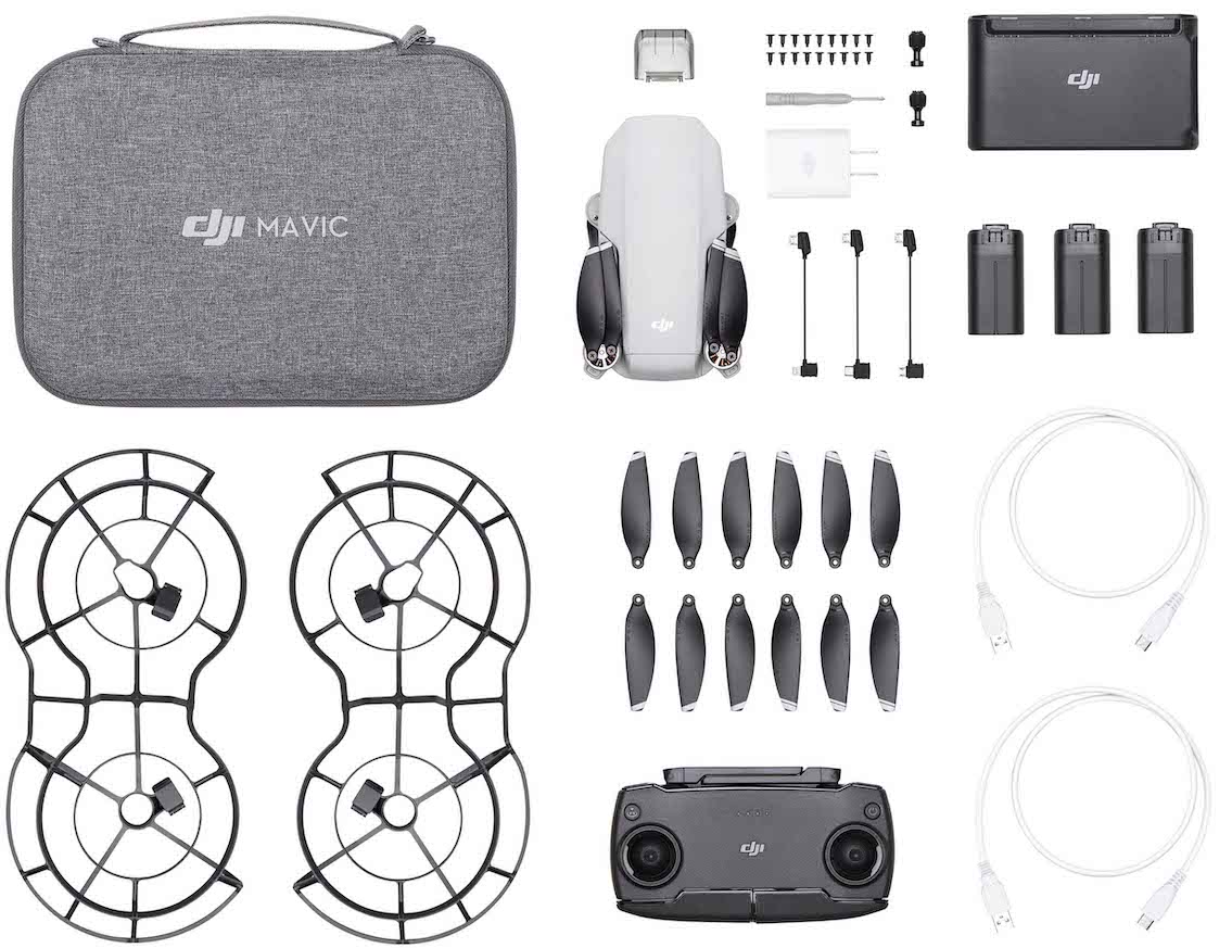 Contents of DJI Mavic Mini Fly More Combo Drone