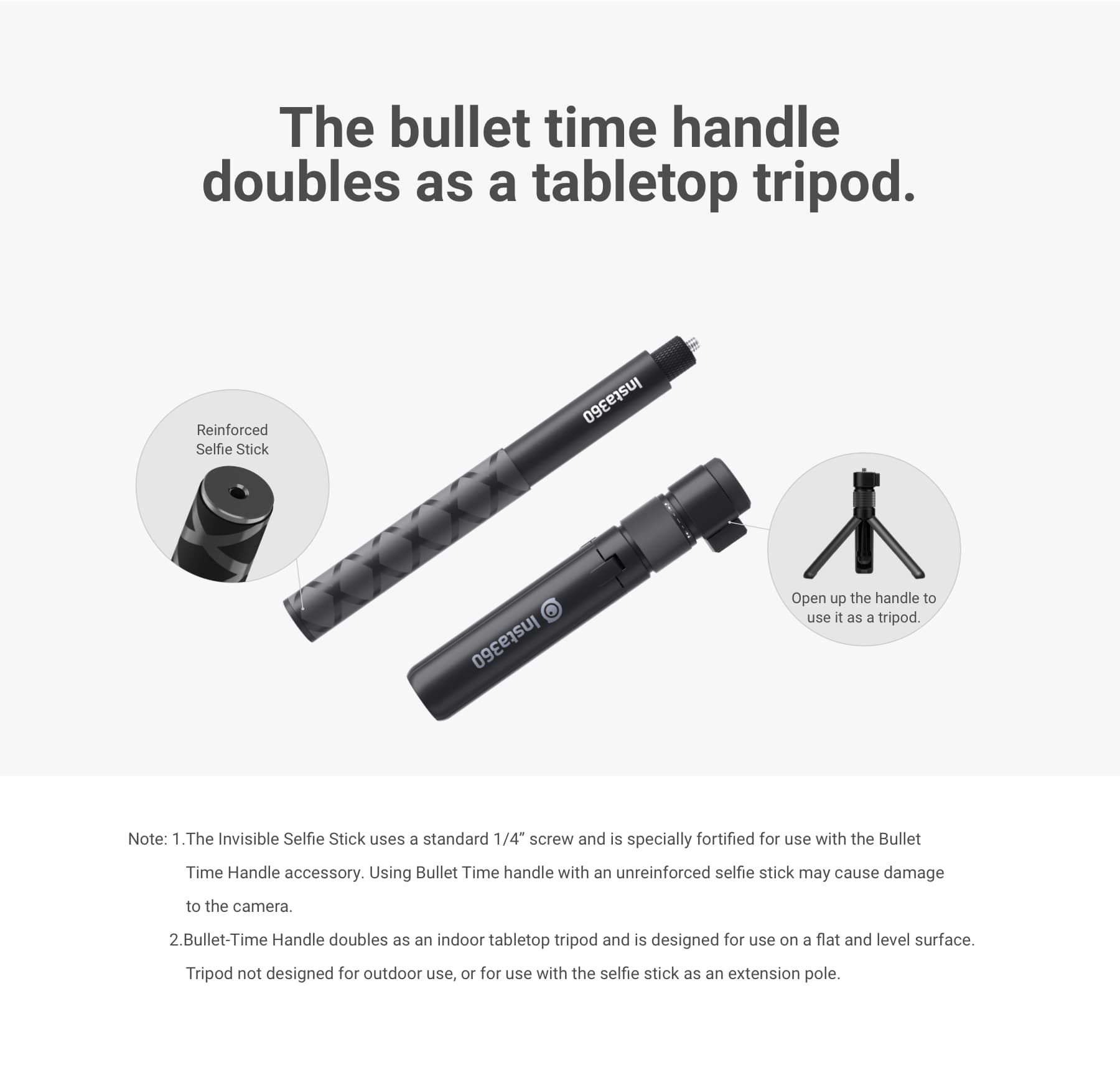Insta360 time bundle with selfie stick and tripod for invisible