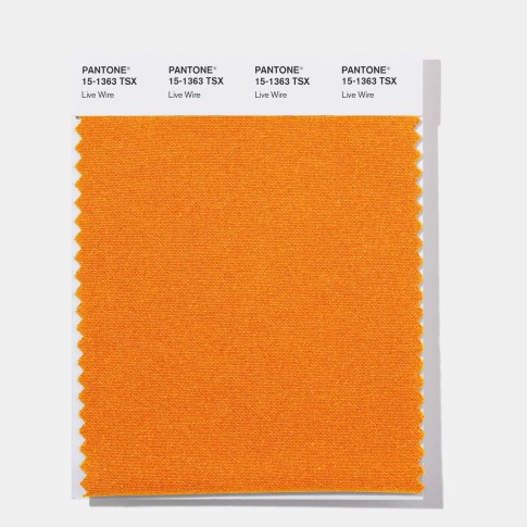 Pantone 15-1363  TSX  Live Wire Polyester Swatch Card