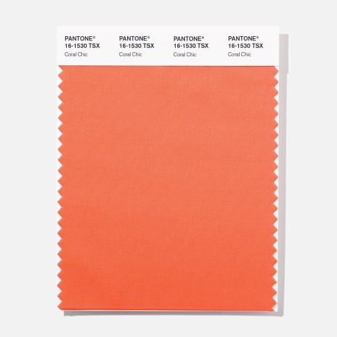 Pantone 16-1530  TSX  Coral Chic Polyester Swatch Card